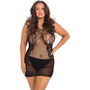 LACE FANTASY MINI VESTIDO - NEGRO