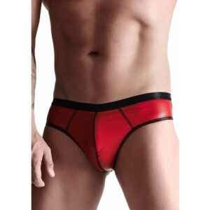 WETLOOK MENS BRAZILIAN STYLE BRIEFS - ROJO
