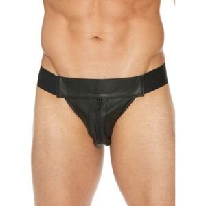 TANGA LISO CON CREMALLERA JOCK - NEGRO/NEGRO
