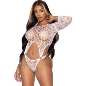 LEG AVENUE BODY TANGA DE RED MANGA LARGA - BLANCO