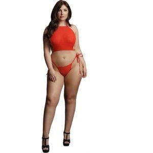 LE DESIR FESTIVE RHINESTONE TOP Y TANGA - ROJO