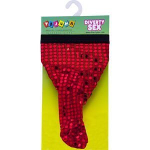 TANGA TROMPA MUSICAL LENTEJUELAS ROJO