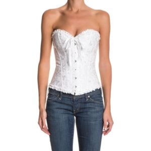 CORSÉ BLANCO CON ESTAMPADO DE FLORES Y LAZO