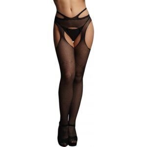 LE DESIR MEDIAS CON LIGUERO CON CINTAS EN LA CINTURA - NEGRO